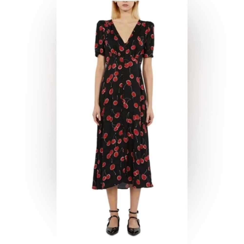 THE KOOPLES - Cherry Printed Long Dress with Buttoning -  NEW